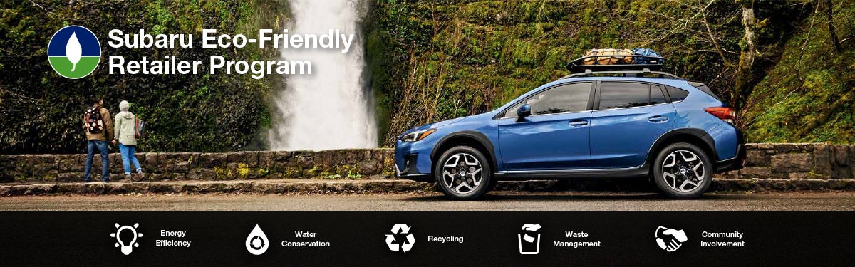 The Subaru Eco-Friendly Retailer Program logo with a blue Subaru and eco icons at bottom. | Wallace Subaru - Johnson City in Johnson City TN