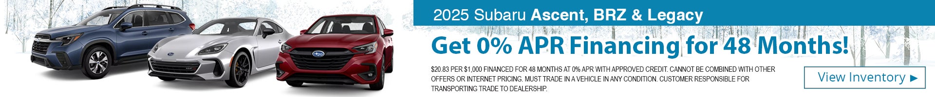 2025 Subaru Ascent, BRZ, & Legacy