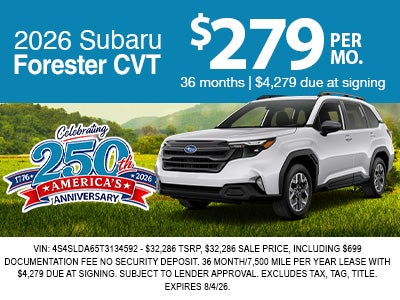 2026 Forester 0% APR/$199 Lease