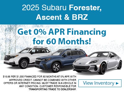 2025 Subaru Forester, Ascent & BRZ