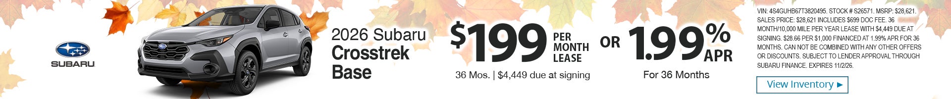 2026 CROSSTREK APR/LEASE